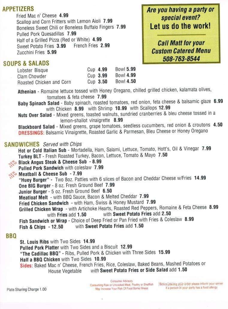 Matt's Blackboard - Rochester, MA menu_pic
