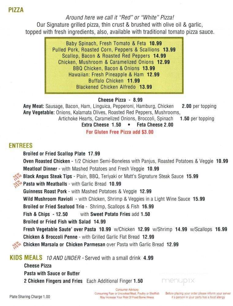 Matt's Blackboard - Rochester, MA menu_pic