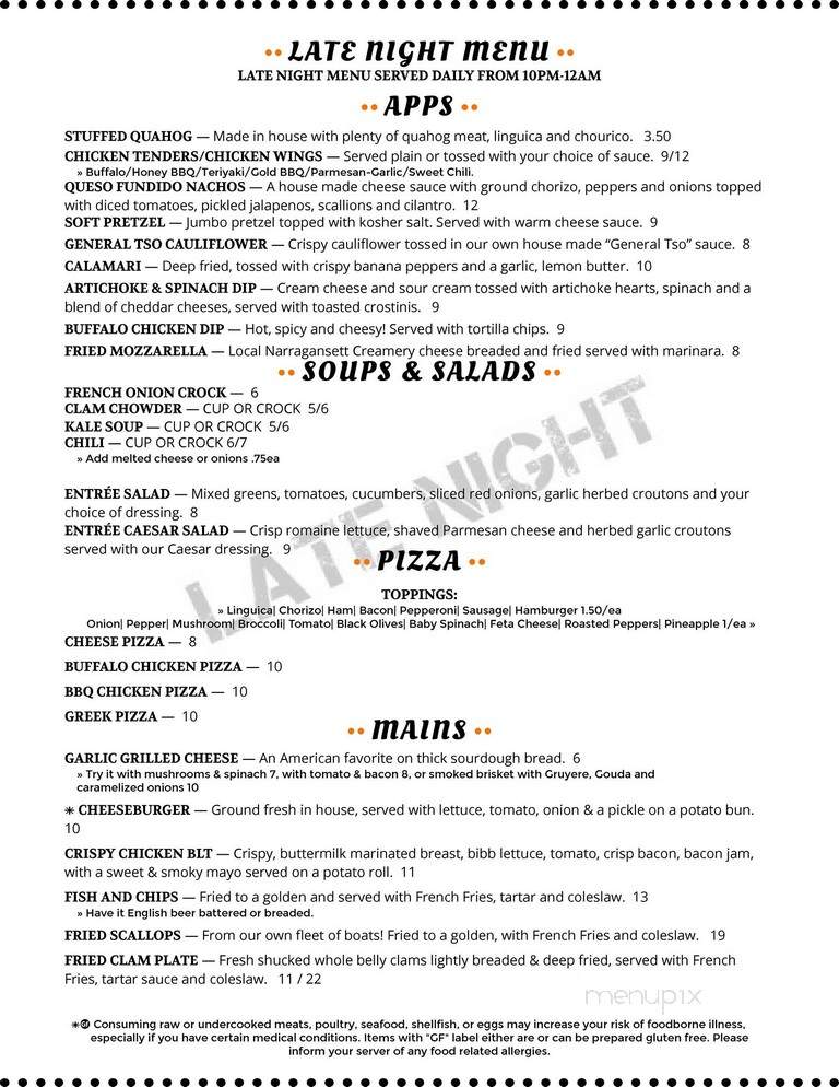 Ice Chest Bar & Grille - Fairhaven, MA menu_pic