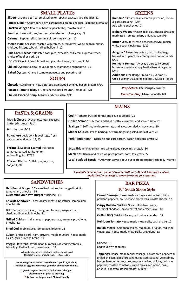 Portside Tavern - Hyannis, MA menu_pic