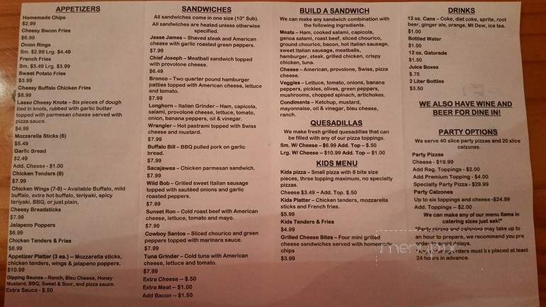 One Horse Pizzeria & Saloon - Swansea, MA menu_pic