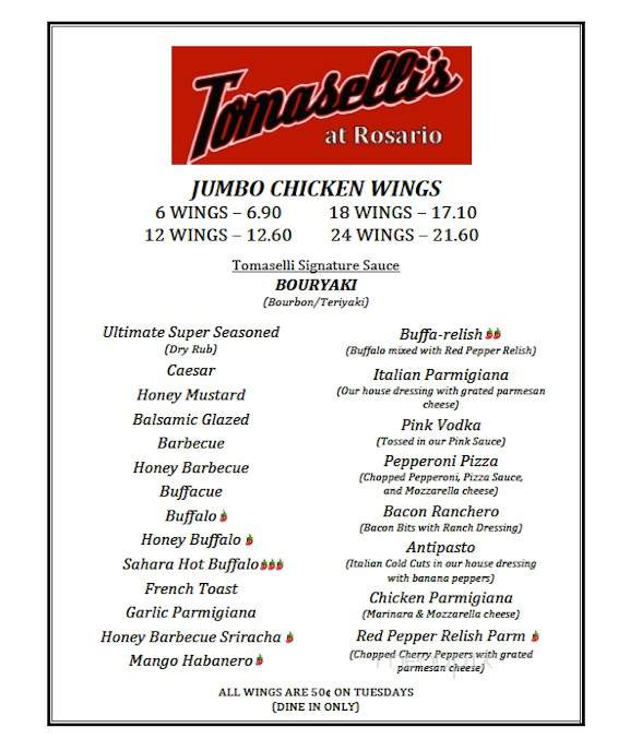 Tomaselli's at Rosario - Providence, RI menu_pic