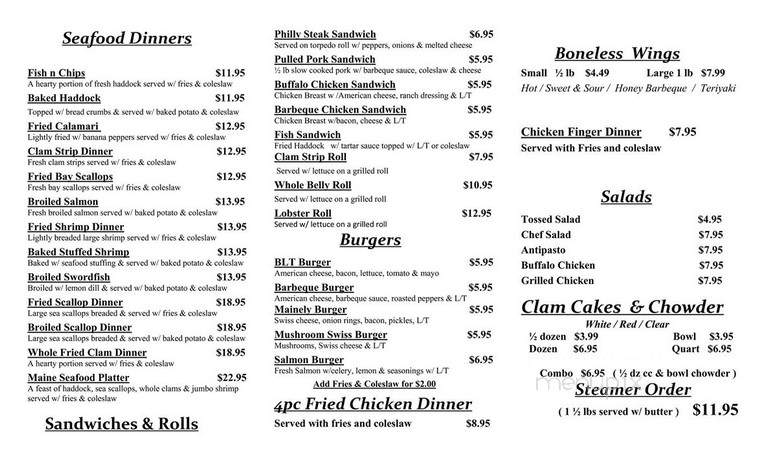 Mainely Seafood & Deli - Putnam, CT menu_pic