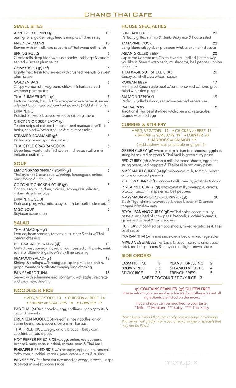 Chang Thai Cafe - Littleton, NH menu_pic