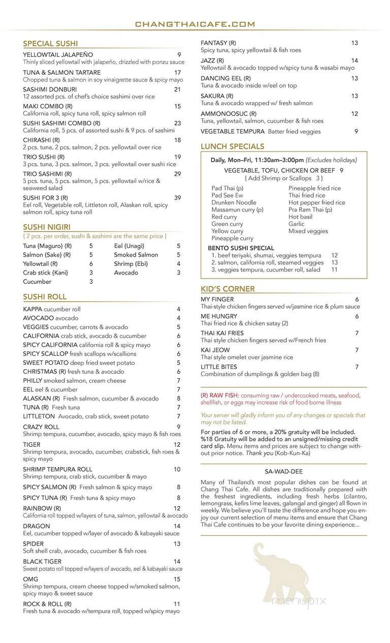 Chang Thai Cafe - Littleton, NH menu_pic