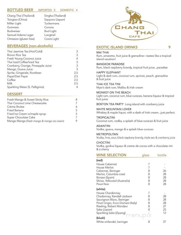 Chang Thai Cafe - Littleton, NH menu_pic