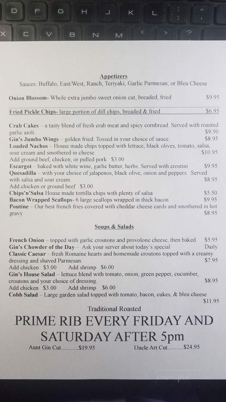 Aunt Gin's - Whitefield, ME menu_pic