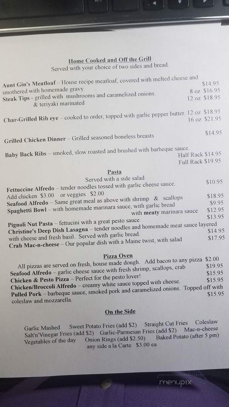 Aunt Gin's - Whitefield, ME menu_pic