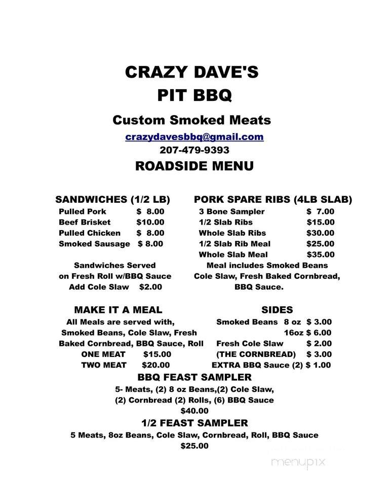 Crazy Dave's Pit BBQ - Orland, ME