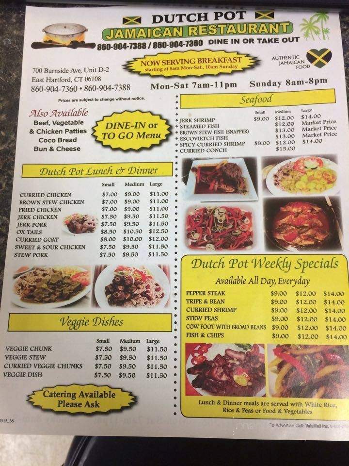 dutch pot jamaican restaurant menu