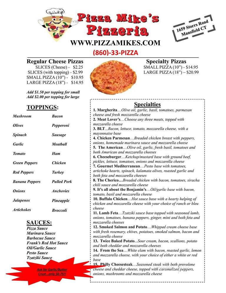 Pizza Mike's Pizzeria - Mansfield, CT menu_pic