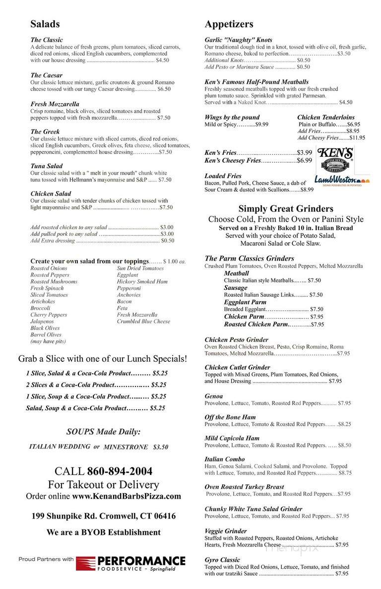 Ken and Barbs Pizza - Cromwell, CT menu_pic