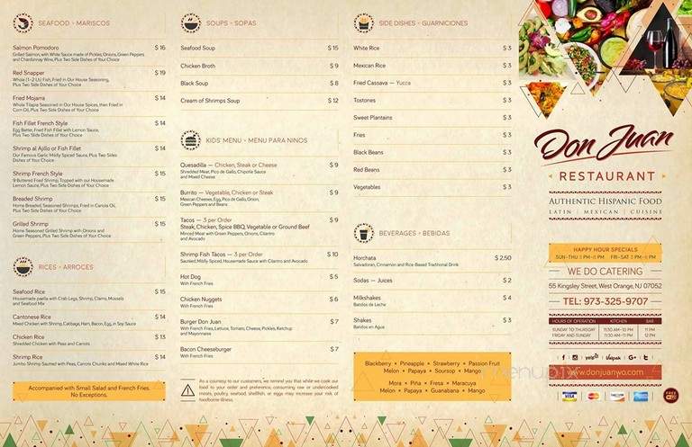 Don Juan Restaurant - West Orange, NJ menu_pic