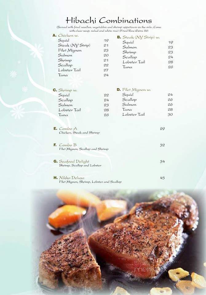 Nikko Hibachi Steakhouse & Lounge - Fairfield, NJ menu_pic