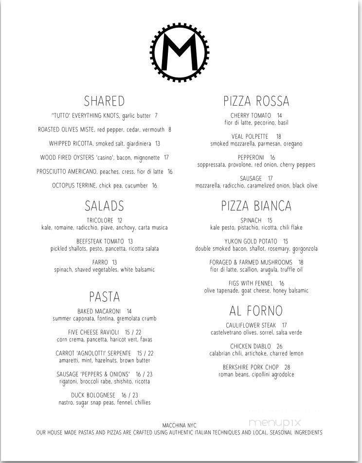 Macchina - New York, NY menu_pic