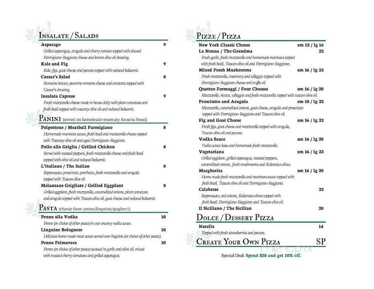 Fresco's Pizzeria - New York, NY menu_pic