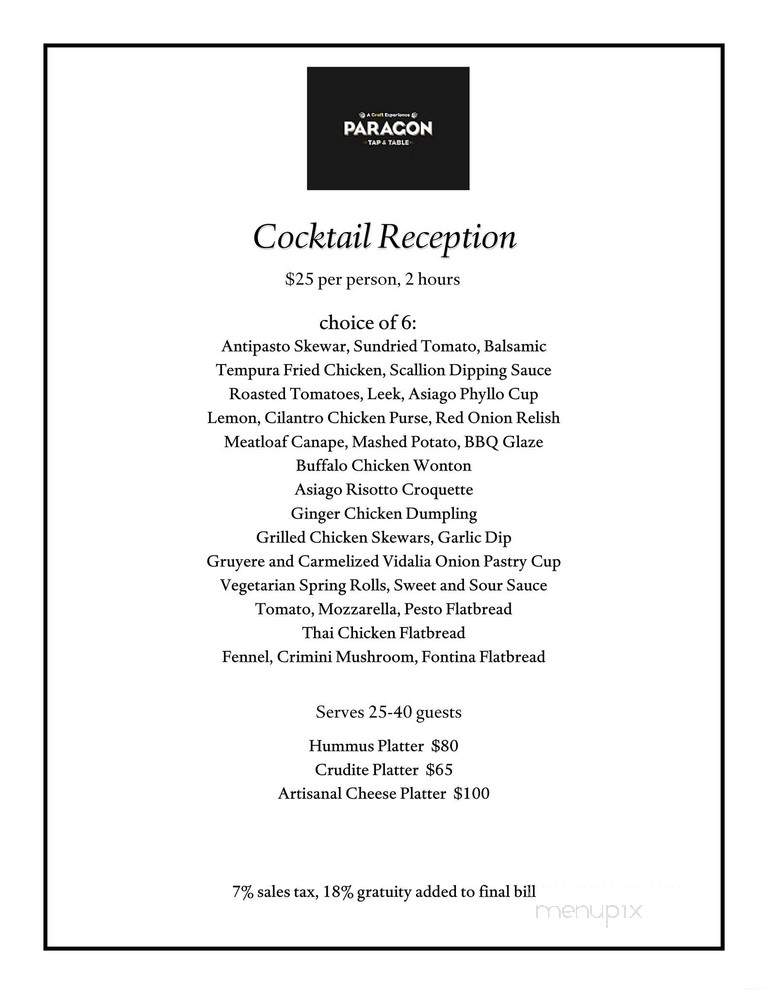 Paragon Tap & Table - Clark, NJ menu_pic