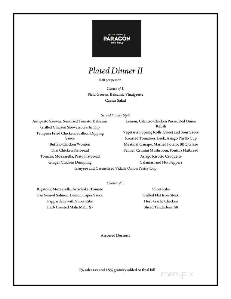 Paragon Tap & Table - Clark, NJ menu_pic