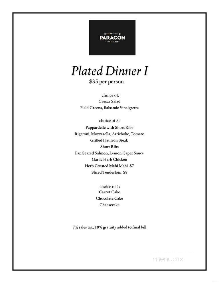 Paragon Tap & Table - Clark, NJ menu_pic