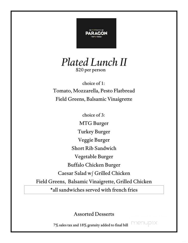 Paragon Tap & Table - Clark, NJ menu_pic