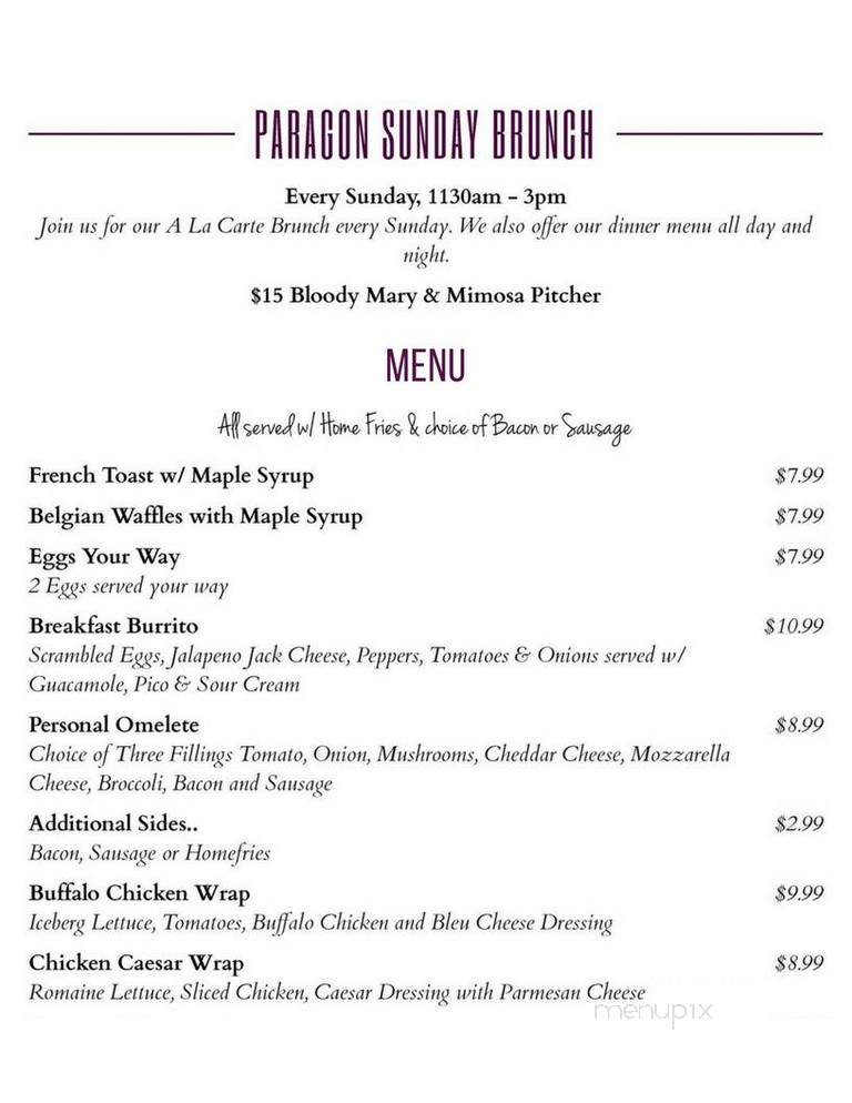 Paragon Tap & Table - Clark, NJ menu_pic