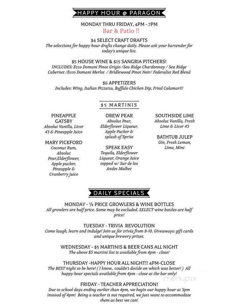 Paragon Tap & Table - Clark, NJ menu_pic