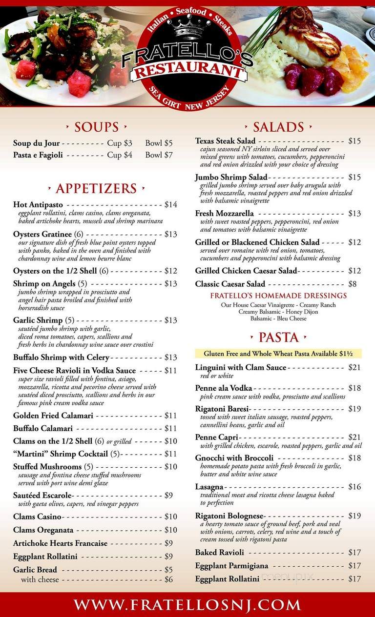 Fratellos - Wantage, NJ menu_pic