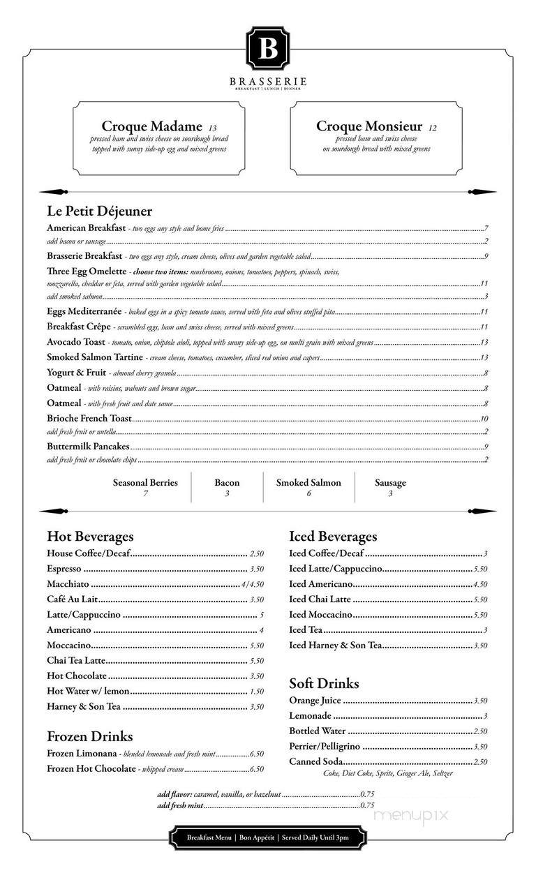 Brasserie - Tenafly, NJ menu_pic