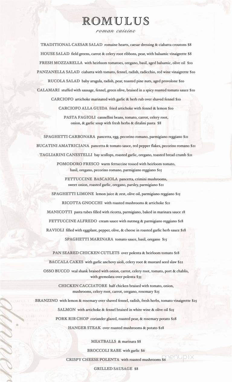 Romulus Roman Restaurant - Englewood, NJ menu_pic