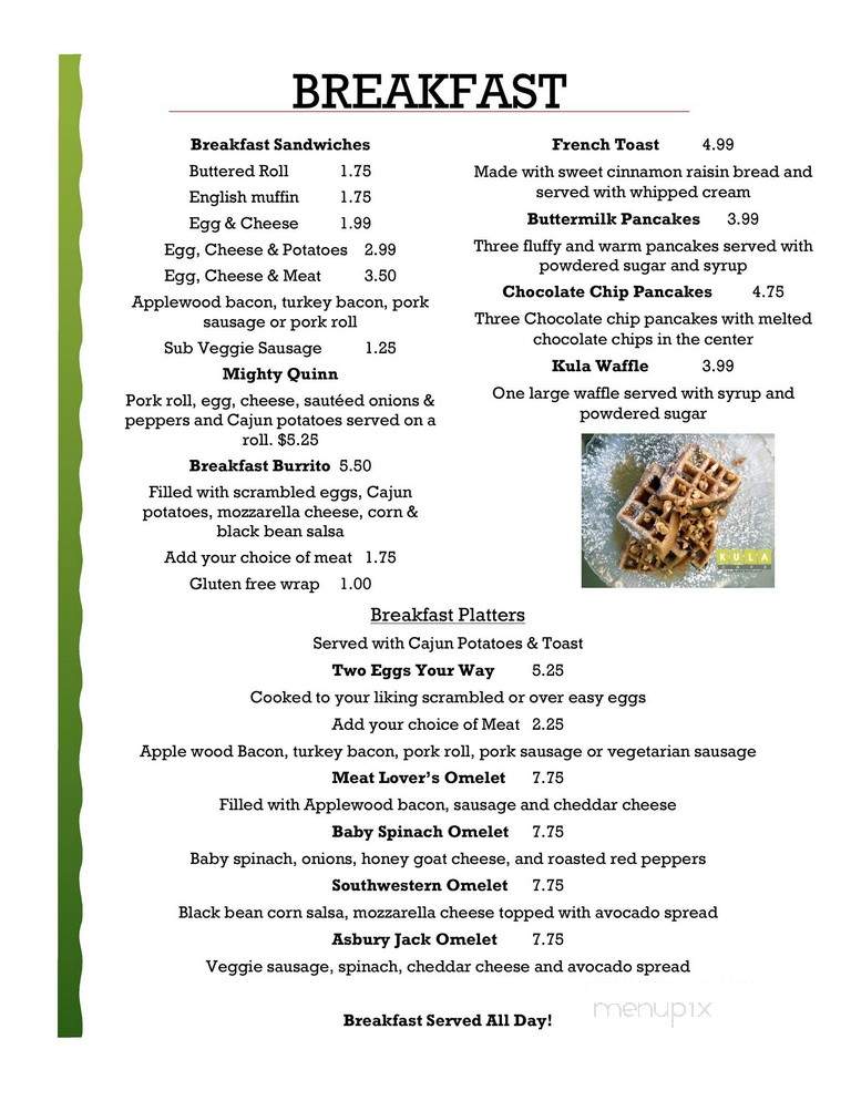 Kula Cafe - Asbury Park, NJ menu_pic