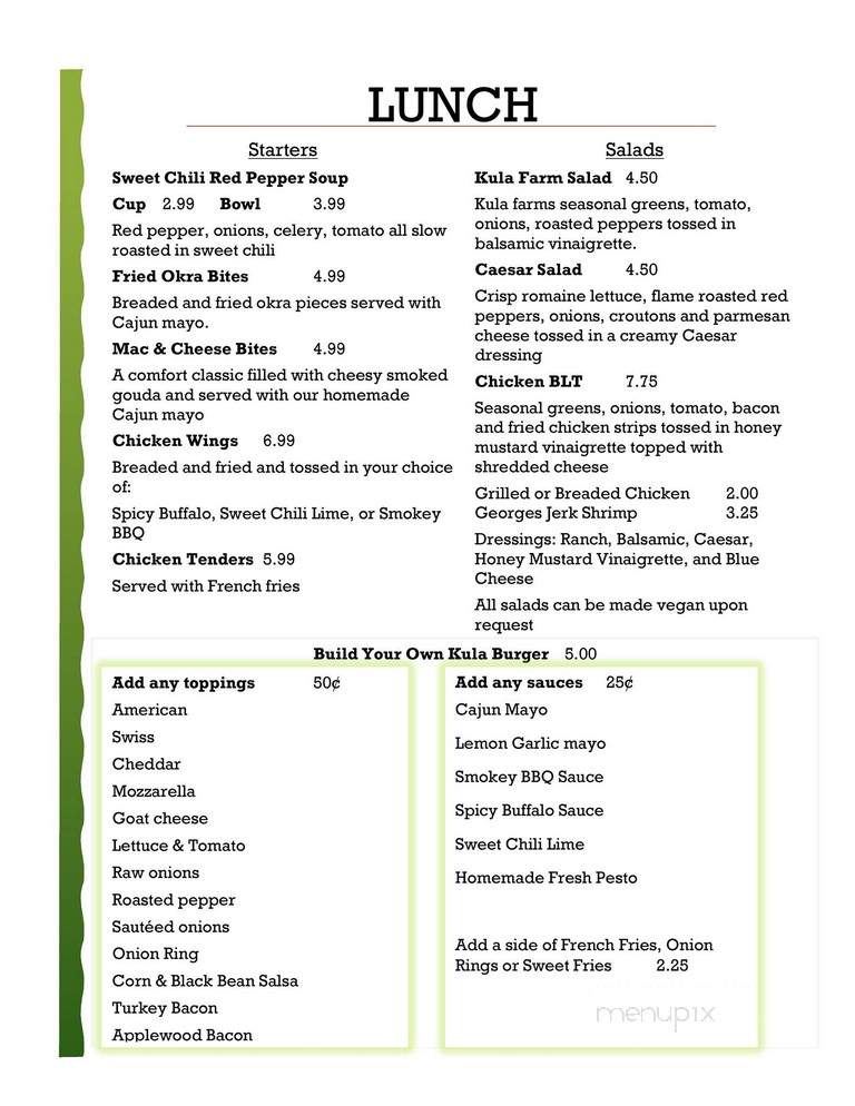 Kula Cafe - Asbury Park, NJ menu_pic
