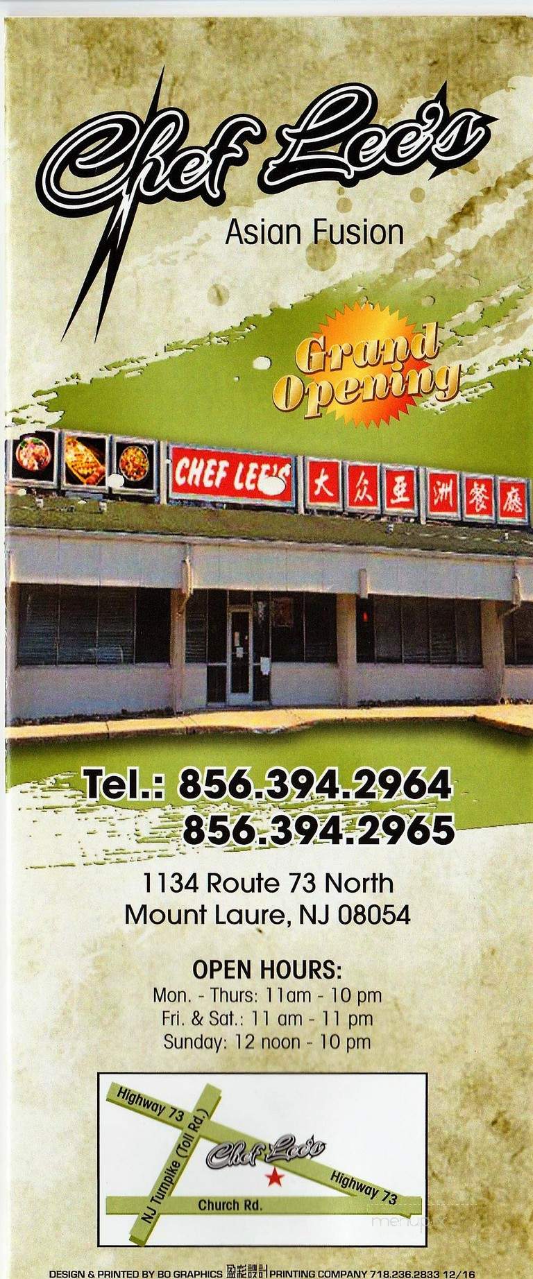Chef Lee's - Voorhees, NJ menu_pic