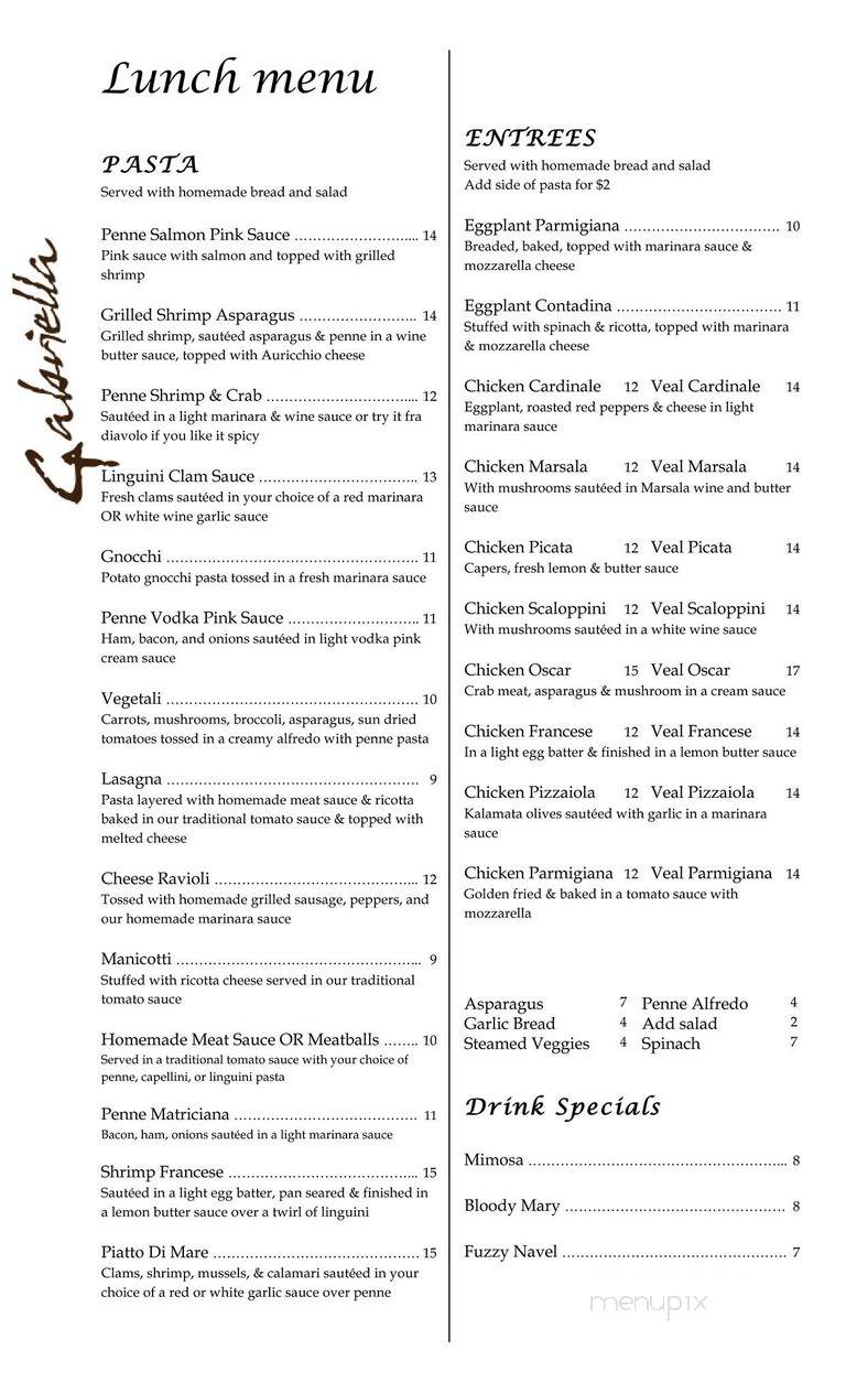 Gabriella's Restaurant - Essington, PA menu_pic