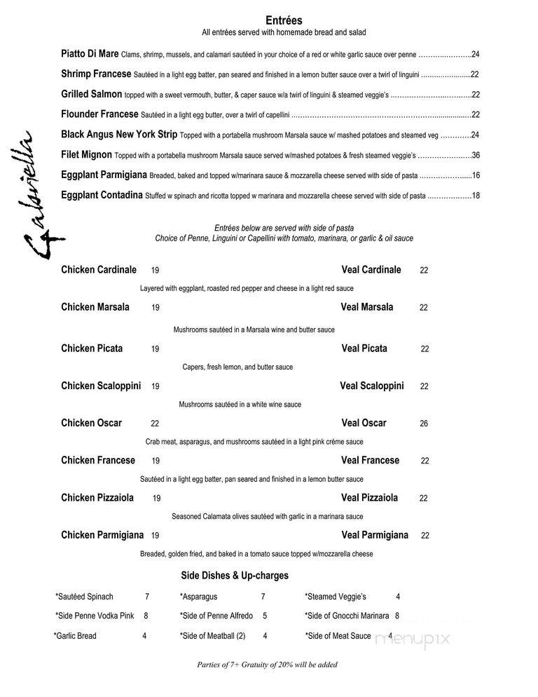 Gabriella's Restaurant - Essington, PA menu_pic