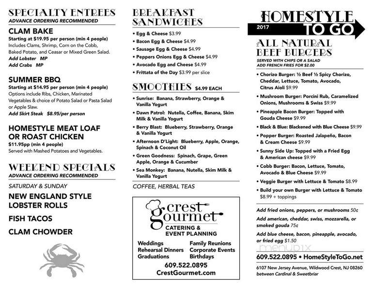 Homestyle To Go - Wildwood Crest, NJ menu_pic