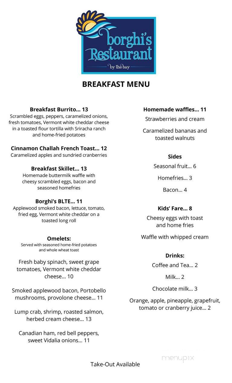 Borghi's Restaurant By The Bay - Stone Harbor, NJ menu_pic