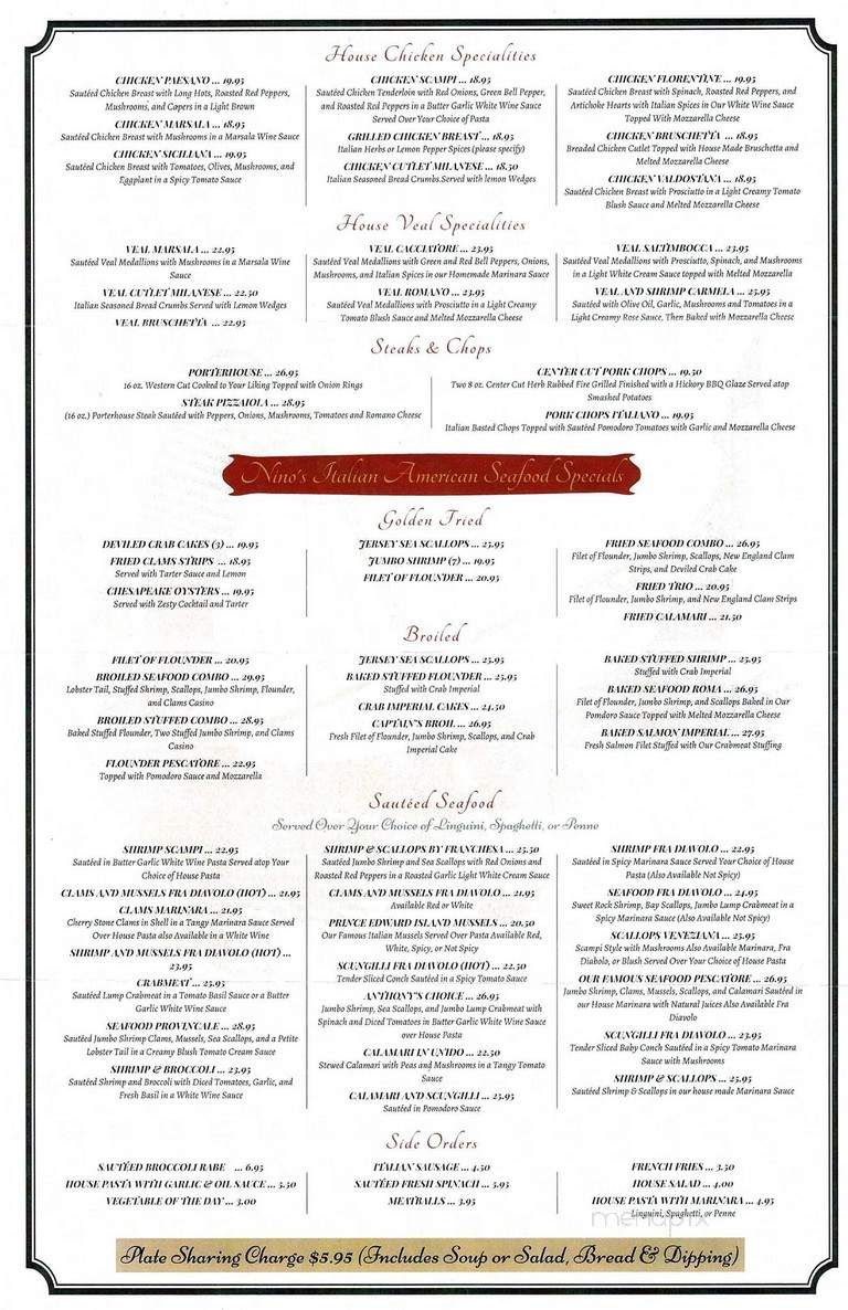 Nino's Family Restaurant - Wildwood, NJ menu_pic