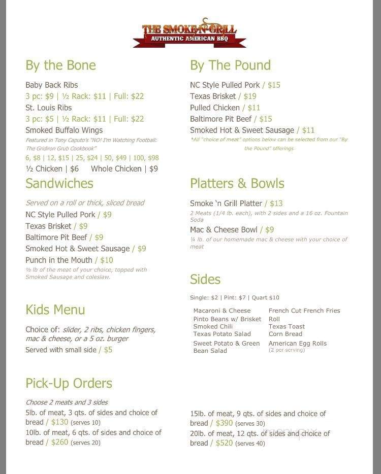 The Smoke-N-Grill - Hamilton, NJ menu_pic