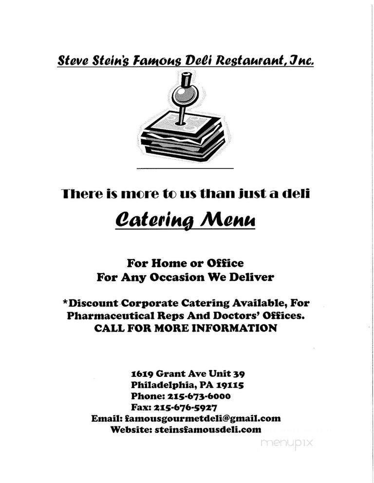 Steve Stein's Famous Deli - Southampton, PA menu_pic