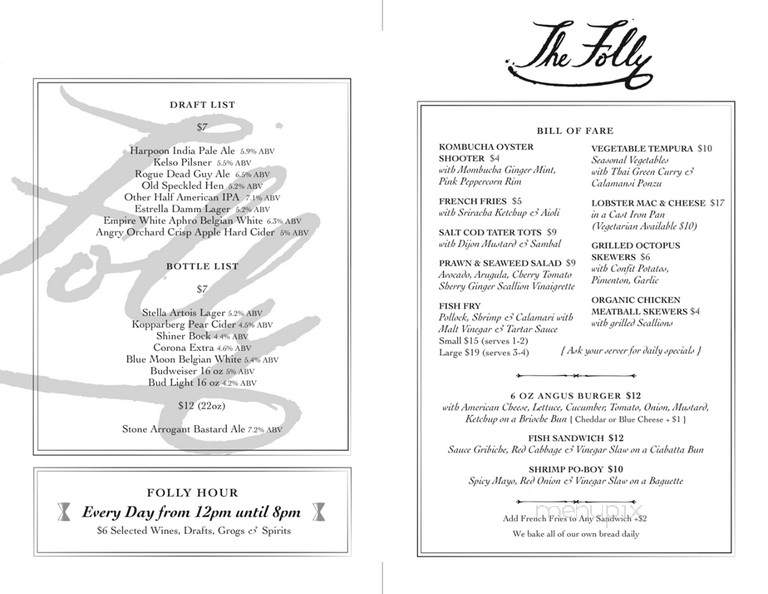 The Folly - New York, NY menu_pic