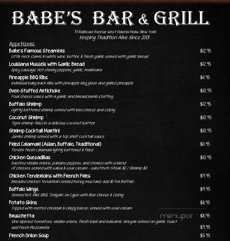 Babe's - West Haverstraw, NY menu_pic