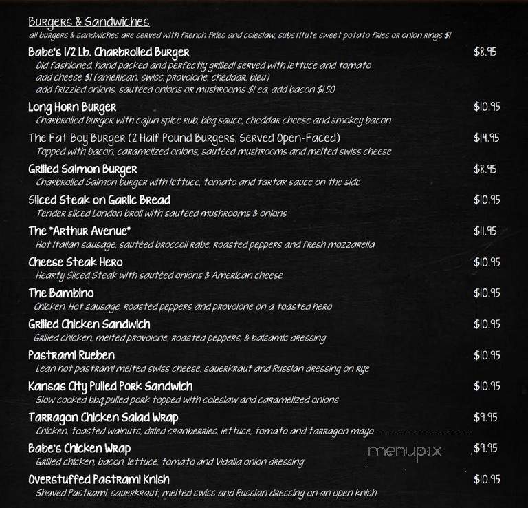 Babe's - West Haverstraw, NY menu_pic