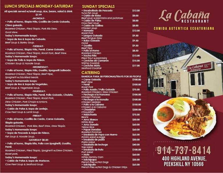 La Cabana Restaurant - Yonkers, NY menu_pic