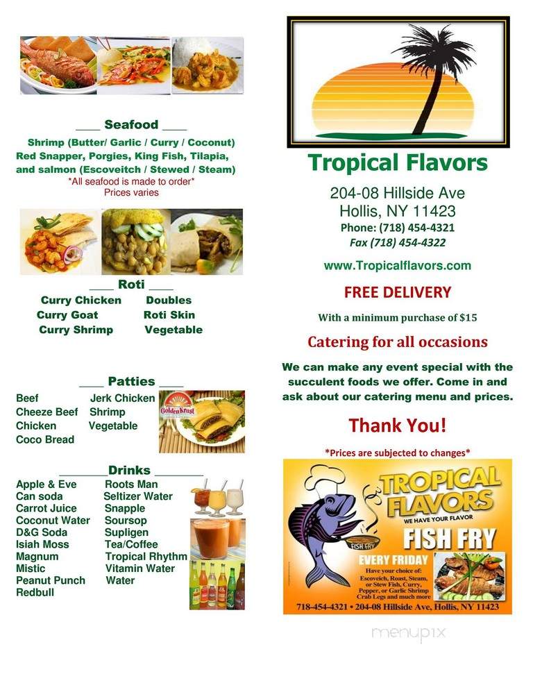 Tropical Flavors - Hollis, NY menu_pic