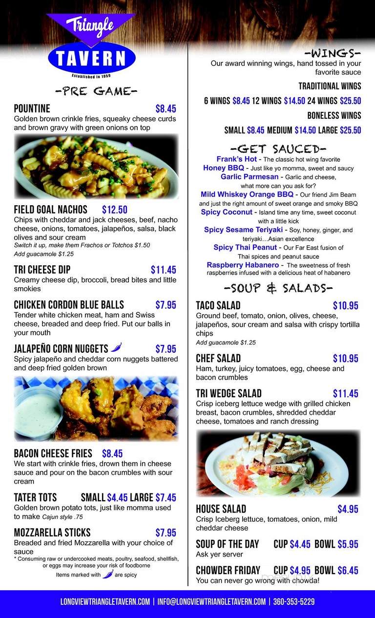 Triangle Sports Pub And Grub - Longview, WA menu_pic