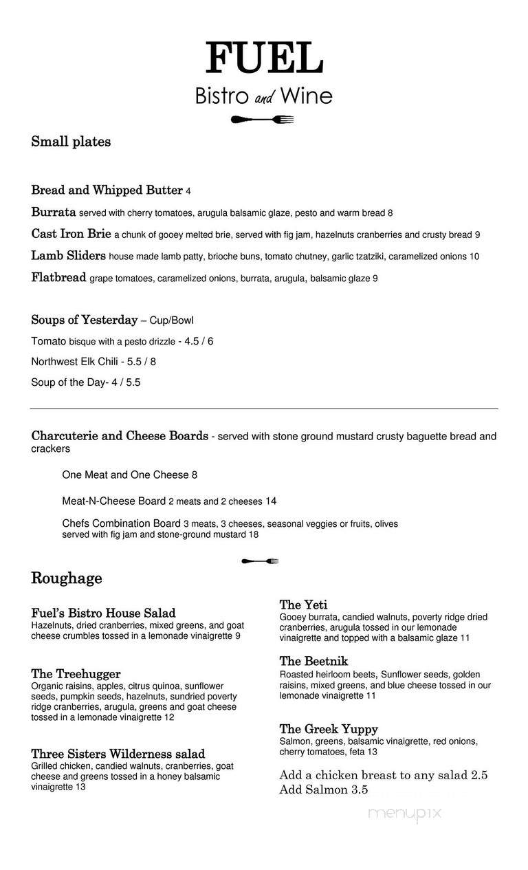 FUEL Bistro and Wine - Ridgefield, WA menu_pic