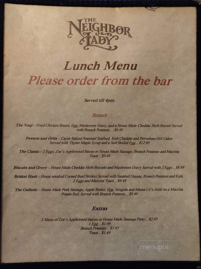 The Neighbor Lady - Seattle, WA menu_pic