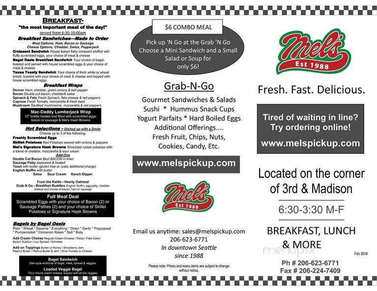 Mel's - Seattle, WA menu_pic
