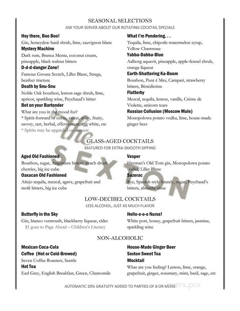 The Sexton - Seattle, WA menu_pic