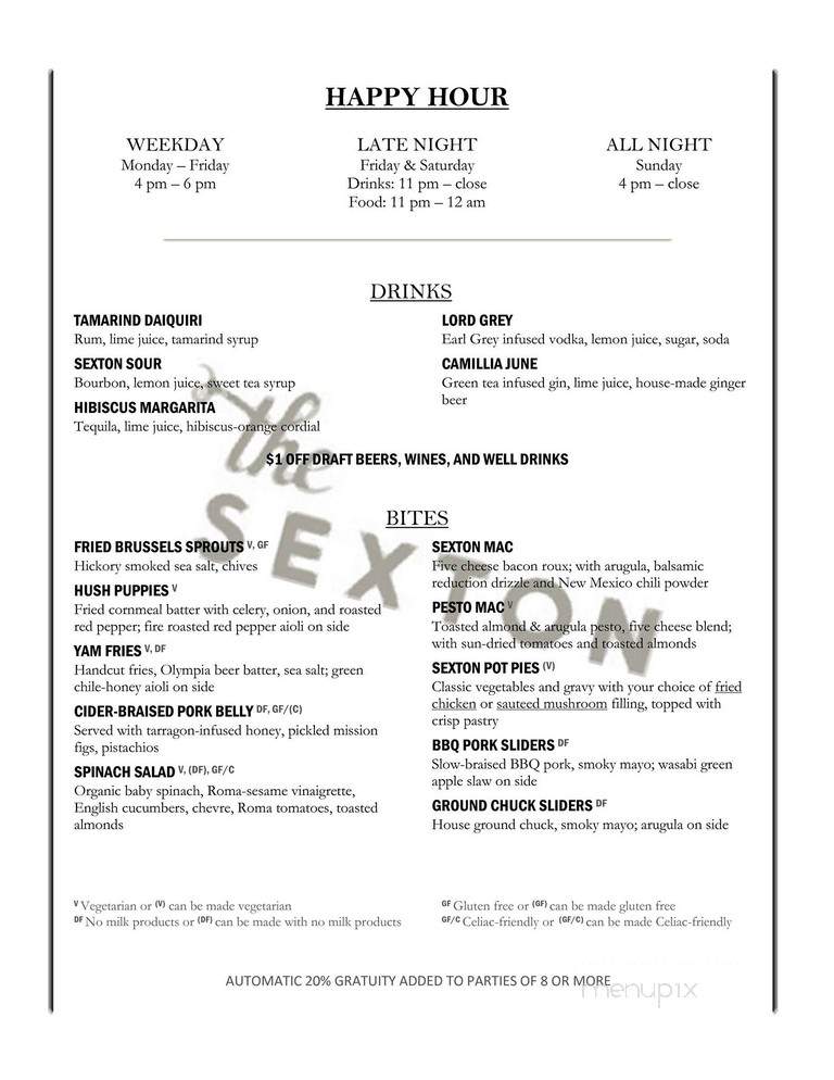 The Sexton - Seattle, WA menu_pic